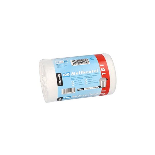 STARPAK Sac poubelle HDPE, 60 litres, blanc