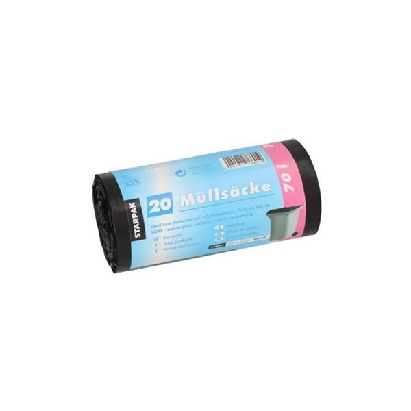STARPAK Sac poubelle HDPE, 60 litres, blanc
