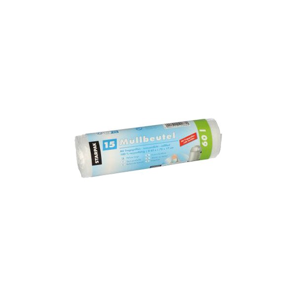 STARPAK Sac poubelle HDPE, 10 litres, transparent