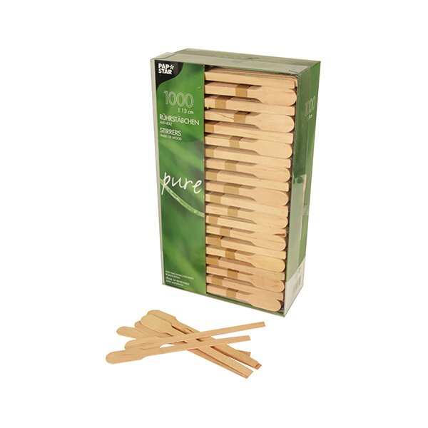 PAPSTAR Touillette pure, longueur, 130 mm, en bois