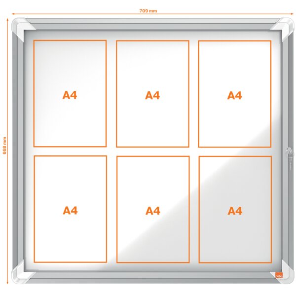 nobo Vitrine daffichage Premium Plus, fond en m&eacute;tal, 6x A4