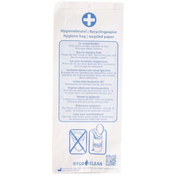 HYGOSTAR Sac hygiénique en papier, imprimé, blanc