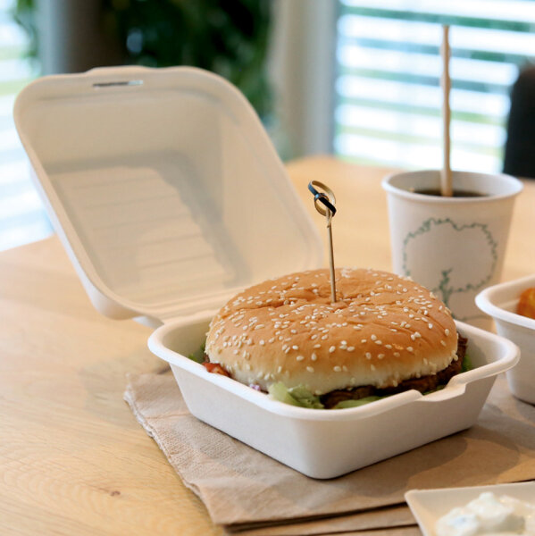NATURE Star Zuckerrohr-Burgerbox, mit Deckel, weiss