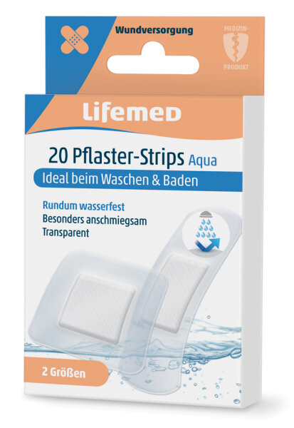 Lifemed Pflaster-Strips "Aqua", transparent, 20er