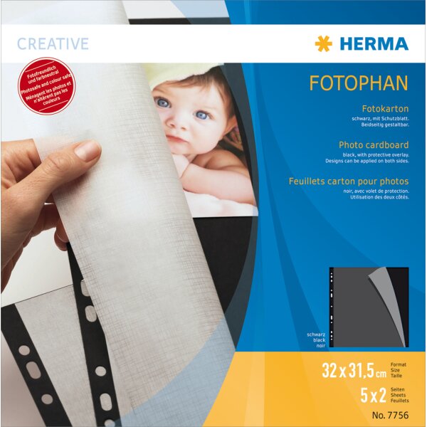 HERMA Feuillets carton pour photos, 230 x 297 mm, noir