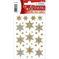 HERMA Weihnachts-Sticker DECOR "Sterne", gold, Reliefprägung