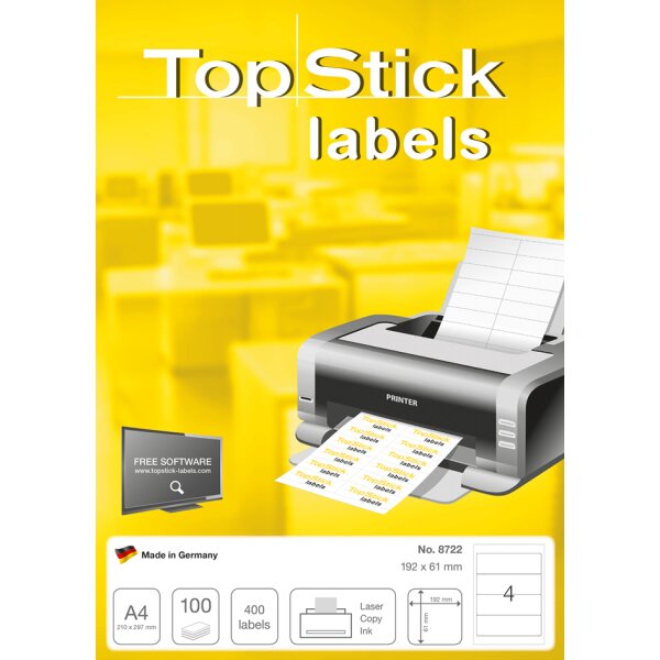 TOP STICK Ordnerrücken-Etiketten, 192 x 61 mm, weiss