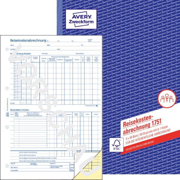 AVERY Zweckform Formularbuch Reisekostenabrechnung, A4