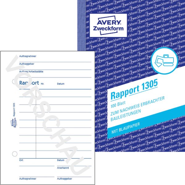 AVERY Zweckform Formularbuch "Rapport", A6, 100 Blatt