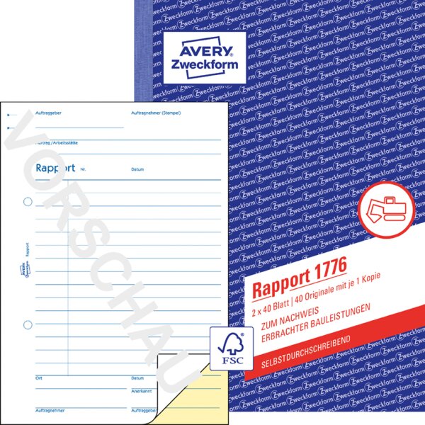 AVERY Zweckform Formularbuch "Rapport", A6, 100 Blatt