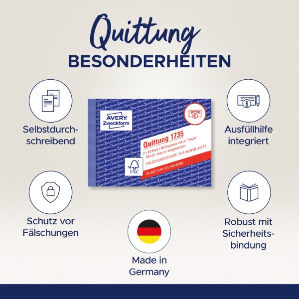 AVERY Zweckform Formularbuch "Quittung" ohne MwSt., SD