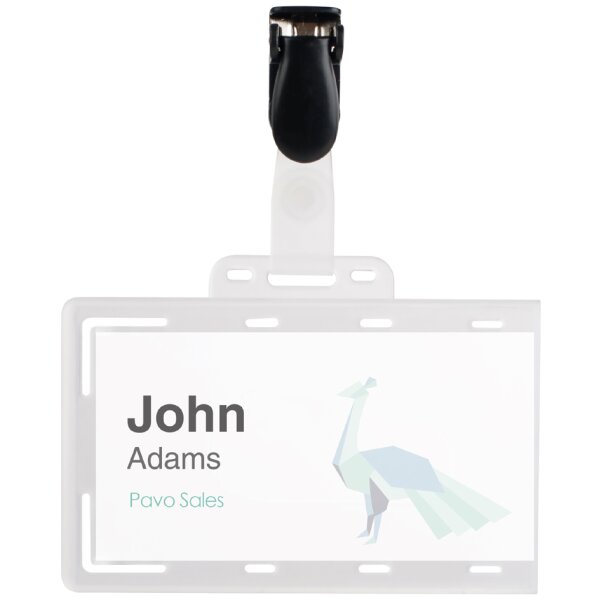 pavo Porte-badge, avec clip, 54 x 86 mm, transparent