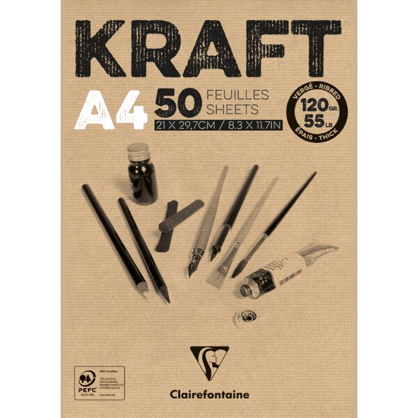 Clairefontaine Zeichenpapierblock "KRAFT", DIN A4, 120 g qm