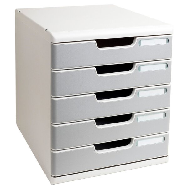 EXACOMPTA Schubladenbox MODULO A4, 3 Schübe, steingrau