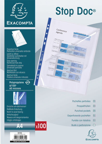 EXACOMPTA Prospekthülle Stop Doc, DIN A4, PP, transparent