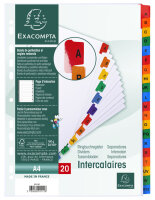 EXACOMPTA Intercalaires carton A-Z, A4, 20 touches, blanc