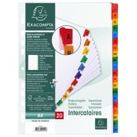 EXACOMPTA Intercalaires carton A-Z, A4, 20 touches, blanc