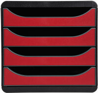 EXACOMPTA Module de classement BIG-BOX, 4 tiroirs, rouge