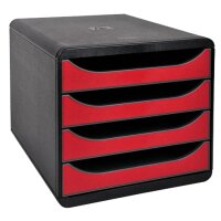 EXACOMPTA Module de classement BIG-BOX, 4 tiroirs, rouge