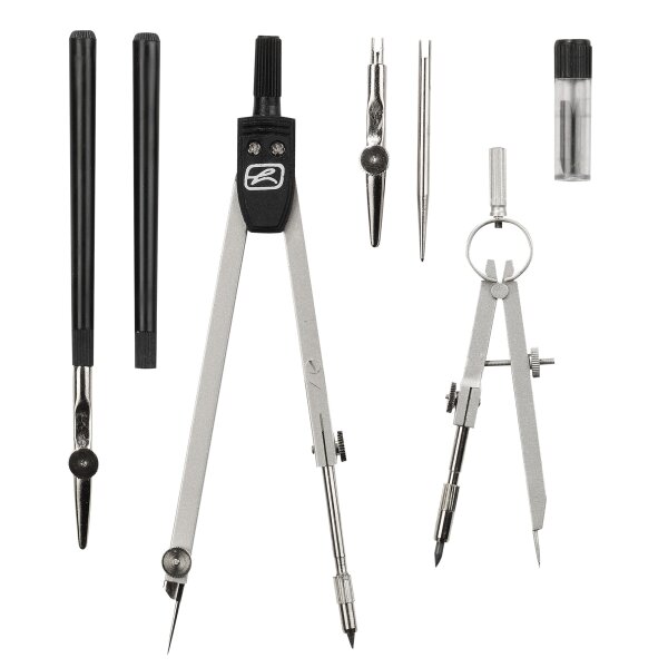 herlitz Coffret de compas, 7 pi&egrave;ces, noir
