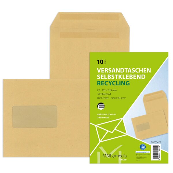 MAILmedia Versandtasche Natron braun, C5, mit Fenster