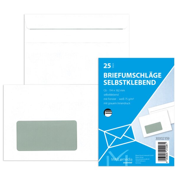 MAILmedia Briefumschlag Offset weiss, C6, mit Fenster