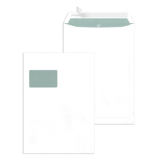 MAILmedia Versandtasche C4 haftklebend, mit Fenster, weiss