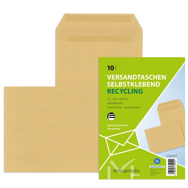 MAILmedia Versandtasche Natron braun, C5, ohne Fenster