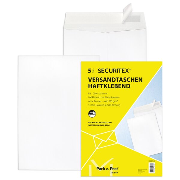 SECURITEX Pochette dexpédition, B5, sans fenêtre, blanc