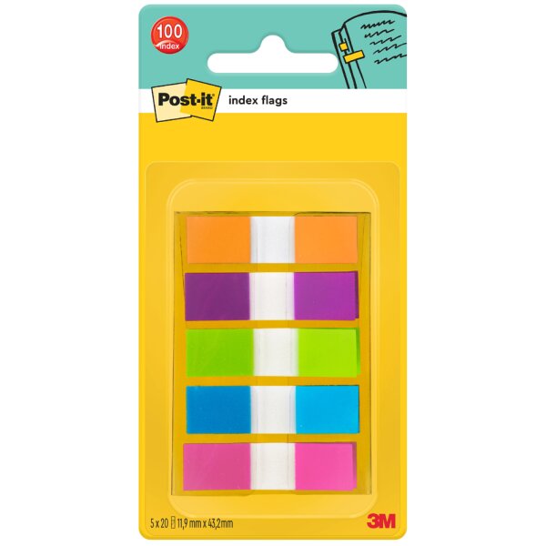 Post-it Haftmarker Index Mini, 11,9 x 43,2mm, Standardfarben