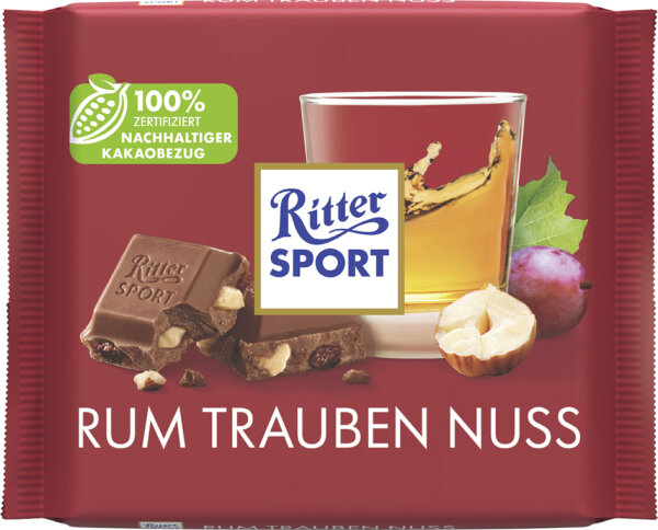 Ritter SPORT Tablette de chocolat RHUM RAISIN NOISETTE,100 g