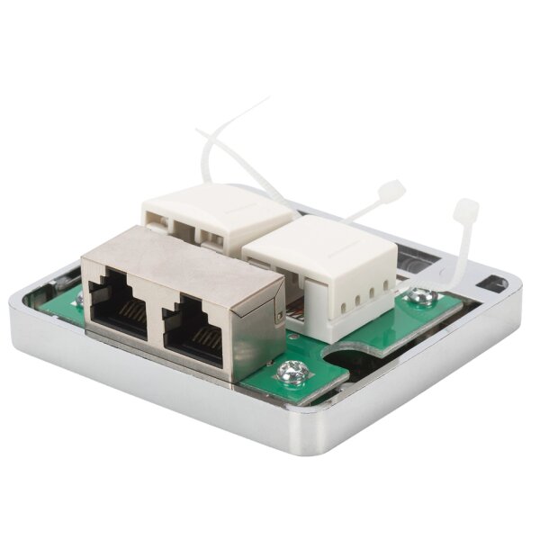 DIGITUS Bo&icirc;tier en saillie Cat.6, 2 x RJ45, blind&eacute;, argent