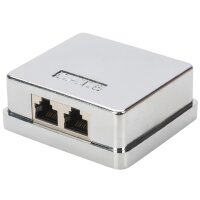 DIGITUS Aufputzdose Kat.6, 2 x RJ45, geschirmt, silber