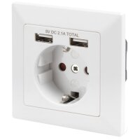 DIGITUS Unterputz-Steckdose, weiss, mit 2x USB-Port, weiss