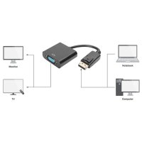 DIGITUS Câble adaptateur, DisplayPort - HD15, 0,15...