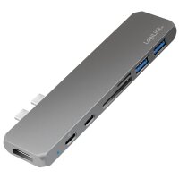 LogiLink Hub multifonction USB-C 7-en-1 avec PD, gris