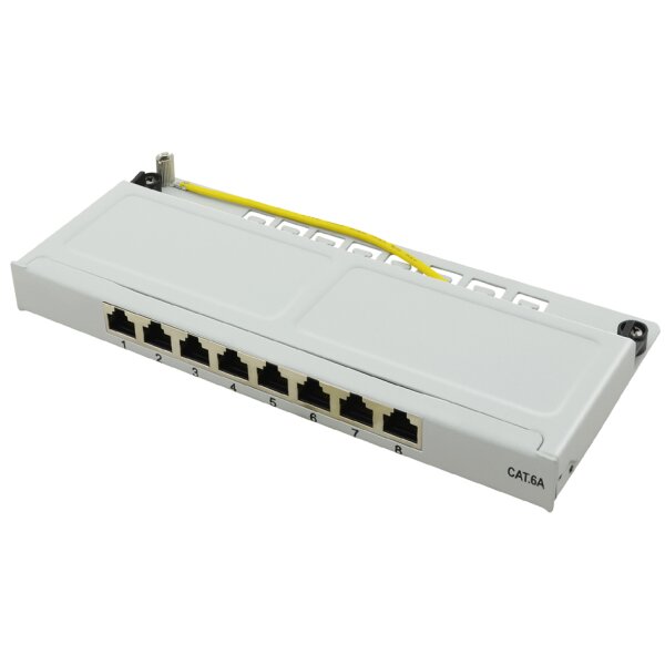 LogiLink Mini Patch Panel Kat.6A, 8 Ports, schwarz, 0,5 HE