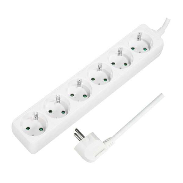 LogiLink Steckdosenleiste, 6-fach, ohne Schalter, weiss