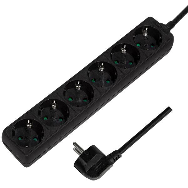 LogiLink Multiprise, 6 prises, sans interrupteur, noir