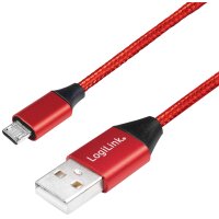 LogiLink Câble USB 2.0, USB-A - Micro USB, 0,3 m,...