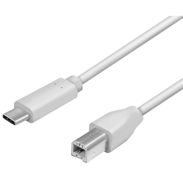 LogiLink USB 2.0 Kabel, USB-C - USB-B Stecker, 2,0 m, grau