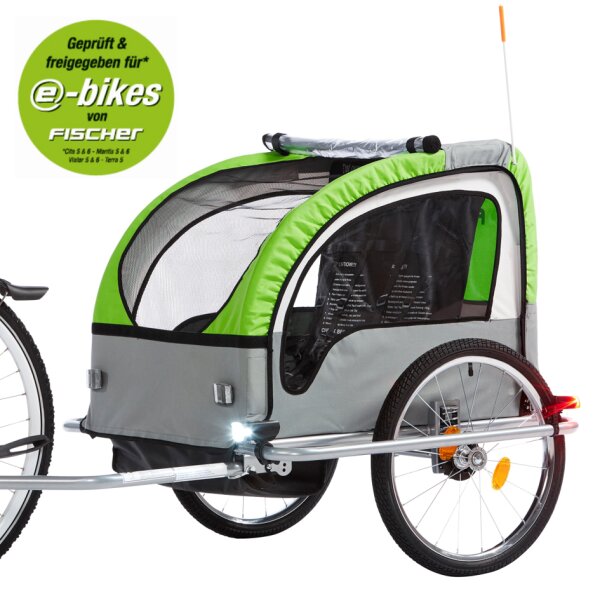 FISCHER Kinder-Fahrradanhänger Komfort, schwarz grün