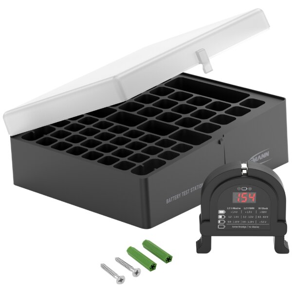ANSMANN Aufbewahrungsbox für Akkus, mit Batterie Tester