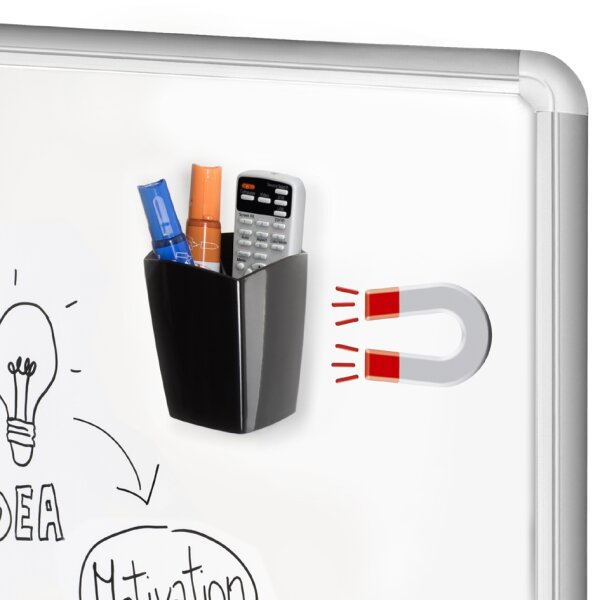 CEP Stifteköcher GLOSS, magnetisch, 2 Fächer, schwarz