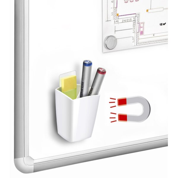 CEP Stifteköcher GLOSS, magnetisch, 2 Fächer, schwarz