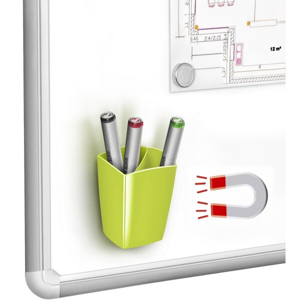 CEP Stifteköcher GLOSS, magnetisch, 2 Fächer, schwarz