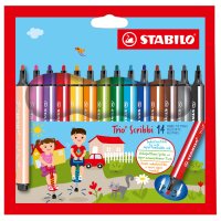 STABILO Feutre Trio Scribbi, étui en carton de 14