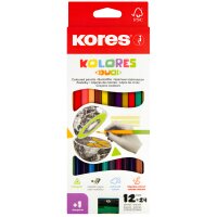 Kores Crayons de couleur DUO, étui carton de 12 +...