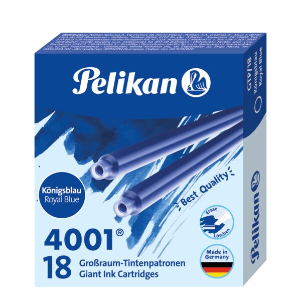 Pelikan Cartouches dencre longues 4001 GTP/18, bleu roi