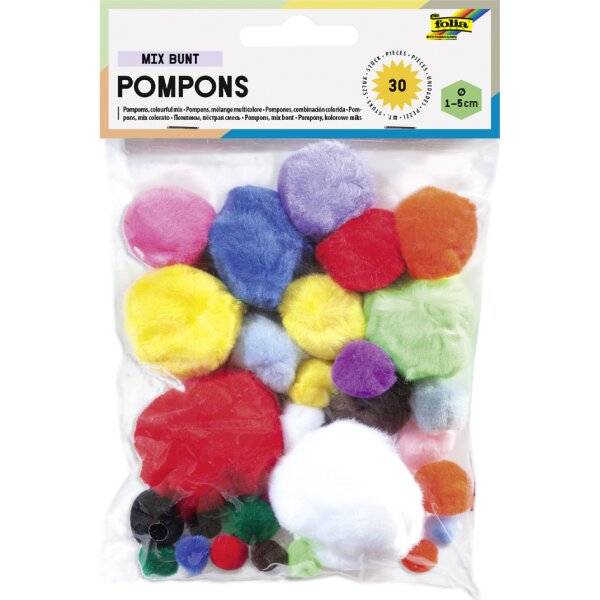 folia Pompons, 30 Stück, weiss